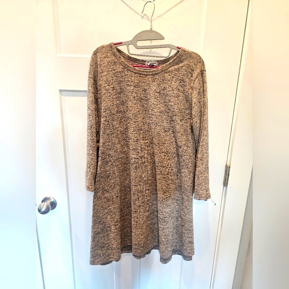 J for Justify Heather Gray Knit Swing Dress – XL Soft 3/4 Sleeve Lounge Style